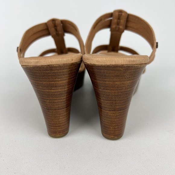UGG Mattie Womens Platform Wedge Strappy Sandals Tan Brown Leather size 10 - Picture 4 of 16